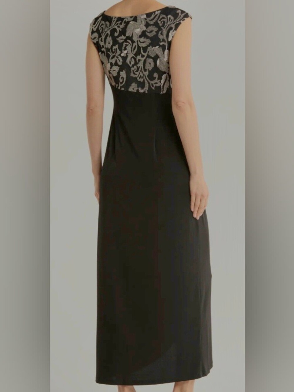 Connected apparel Black Maxi Dress with Gold Floral Bodice (SIZE :14W) - Picture 3 of 9